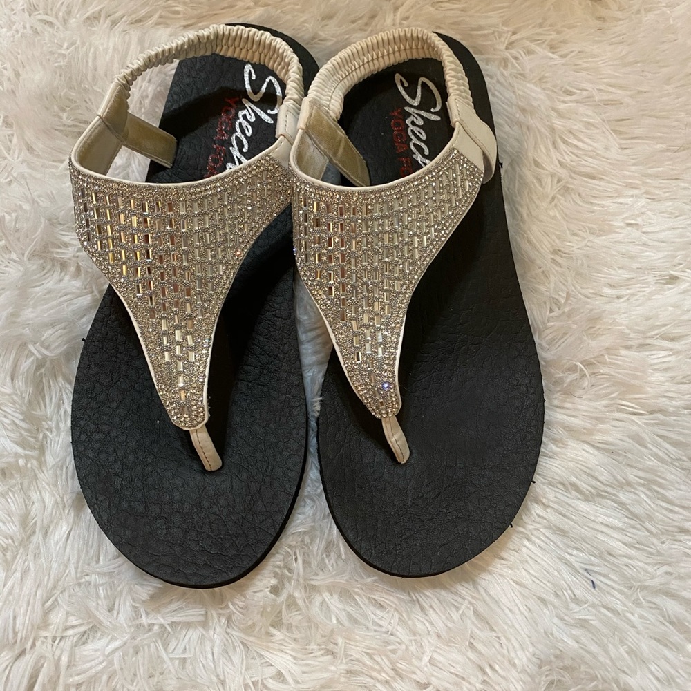 Silver and White Rhinestone Sandals